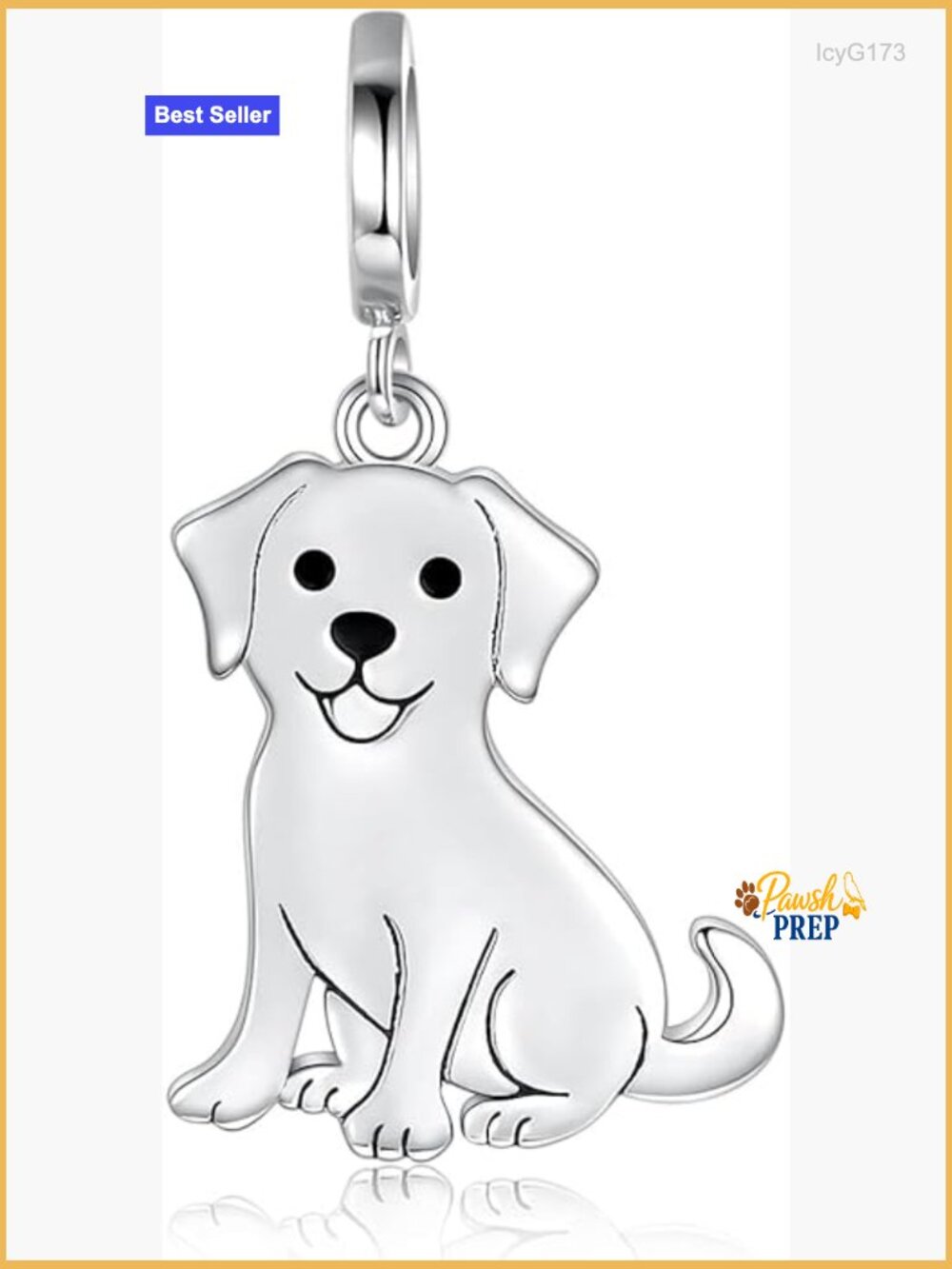 925 Sterling Silver Dog Charm Bead for Bracelet or Necklace